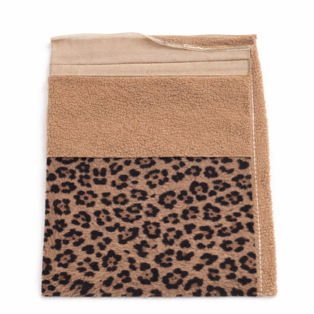Leopard print double-sided suede/teddy fleece