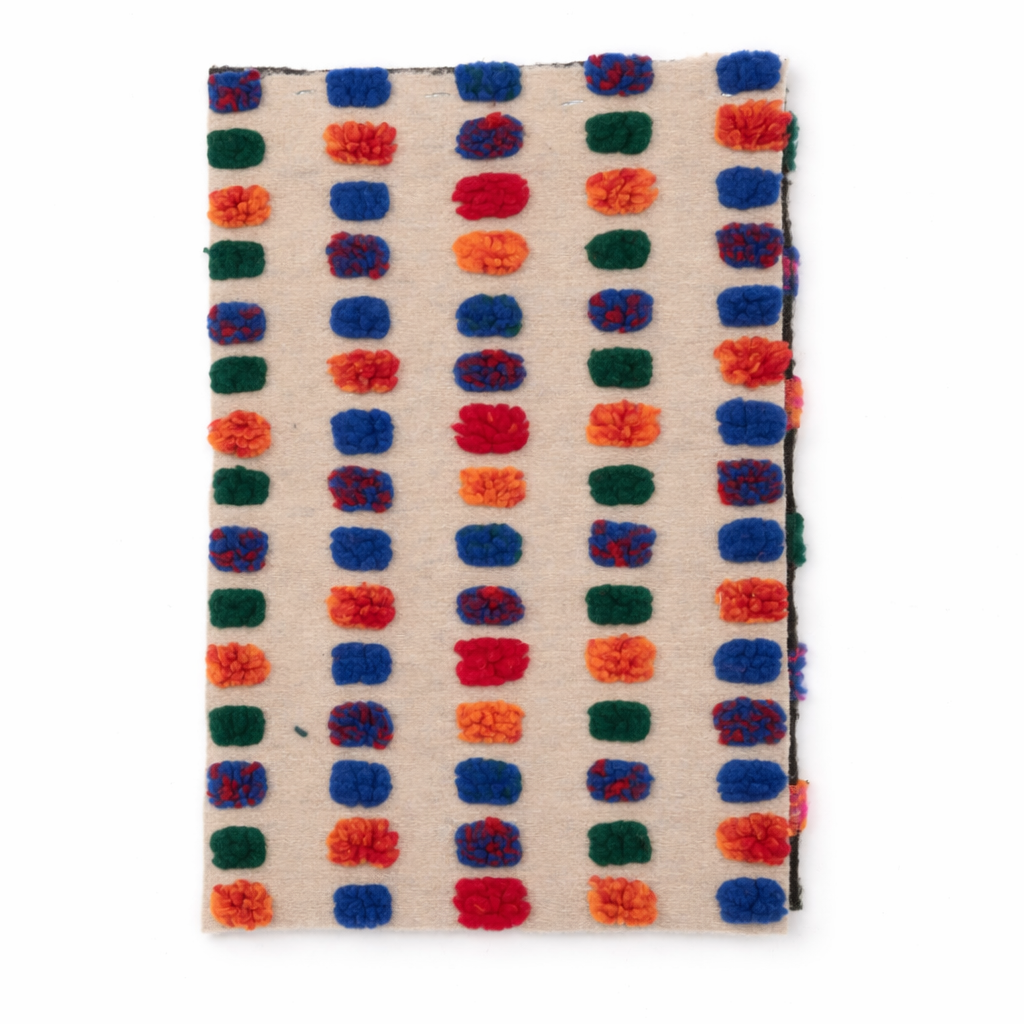 Embroidered tufted knit with wool