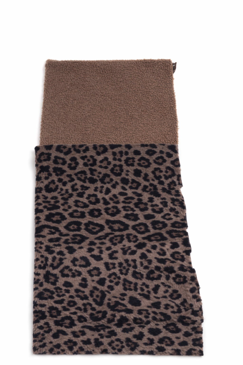 Leopard print double-sided suede/teddy fleece
