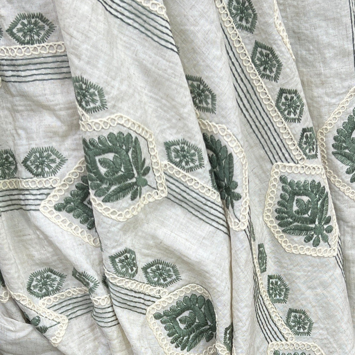 Linen cotton embroidered